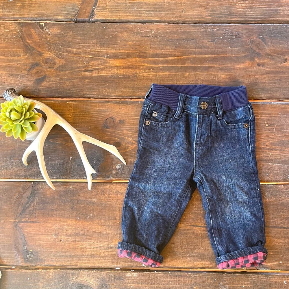 Flannel lined Gap jeans.